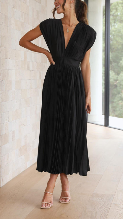 Flowy Long Pleated Dress