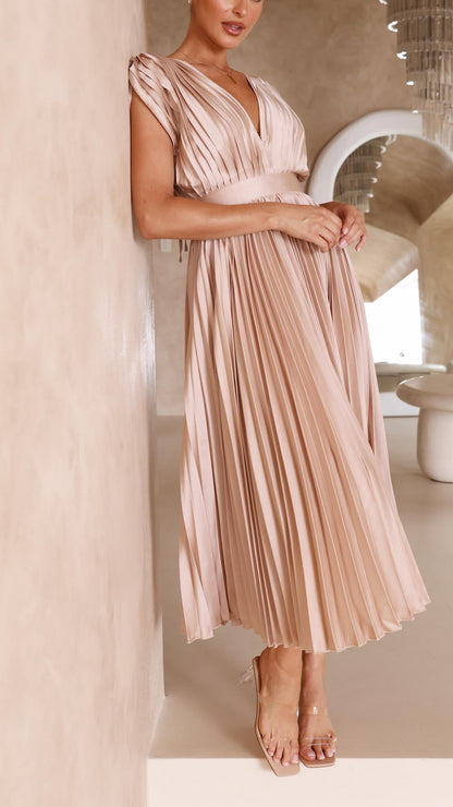Flowy Long Pleated Dress