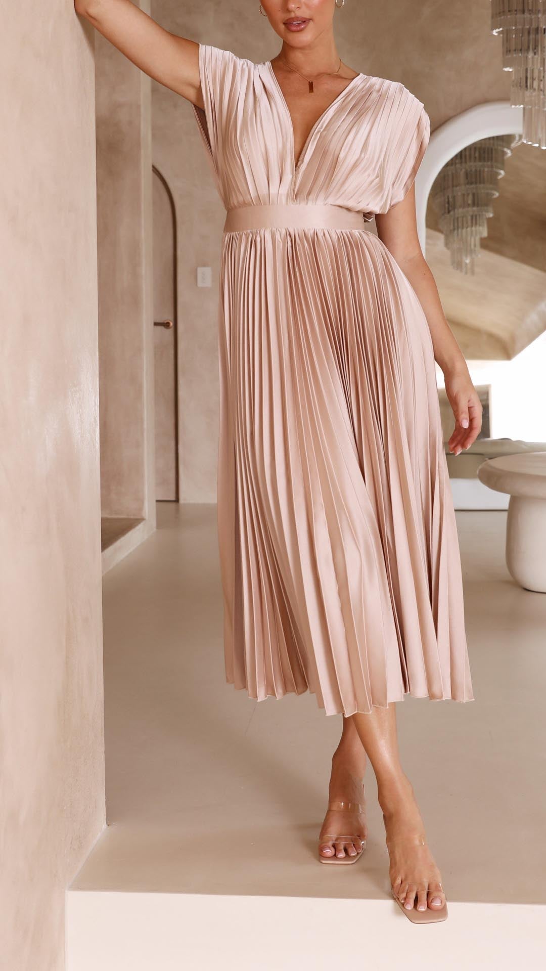 Flowy Long Pleated Dress