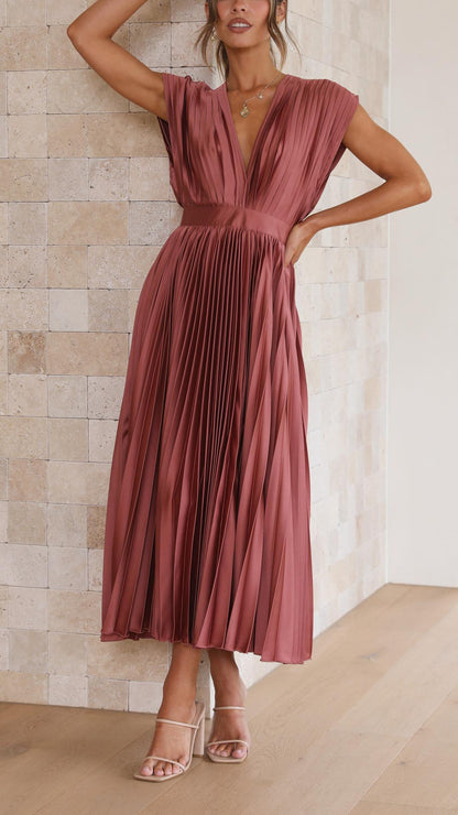 Flowy Long Pleated Dress