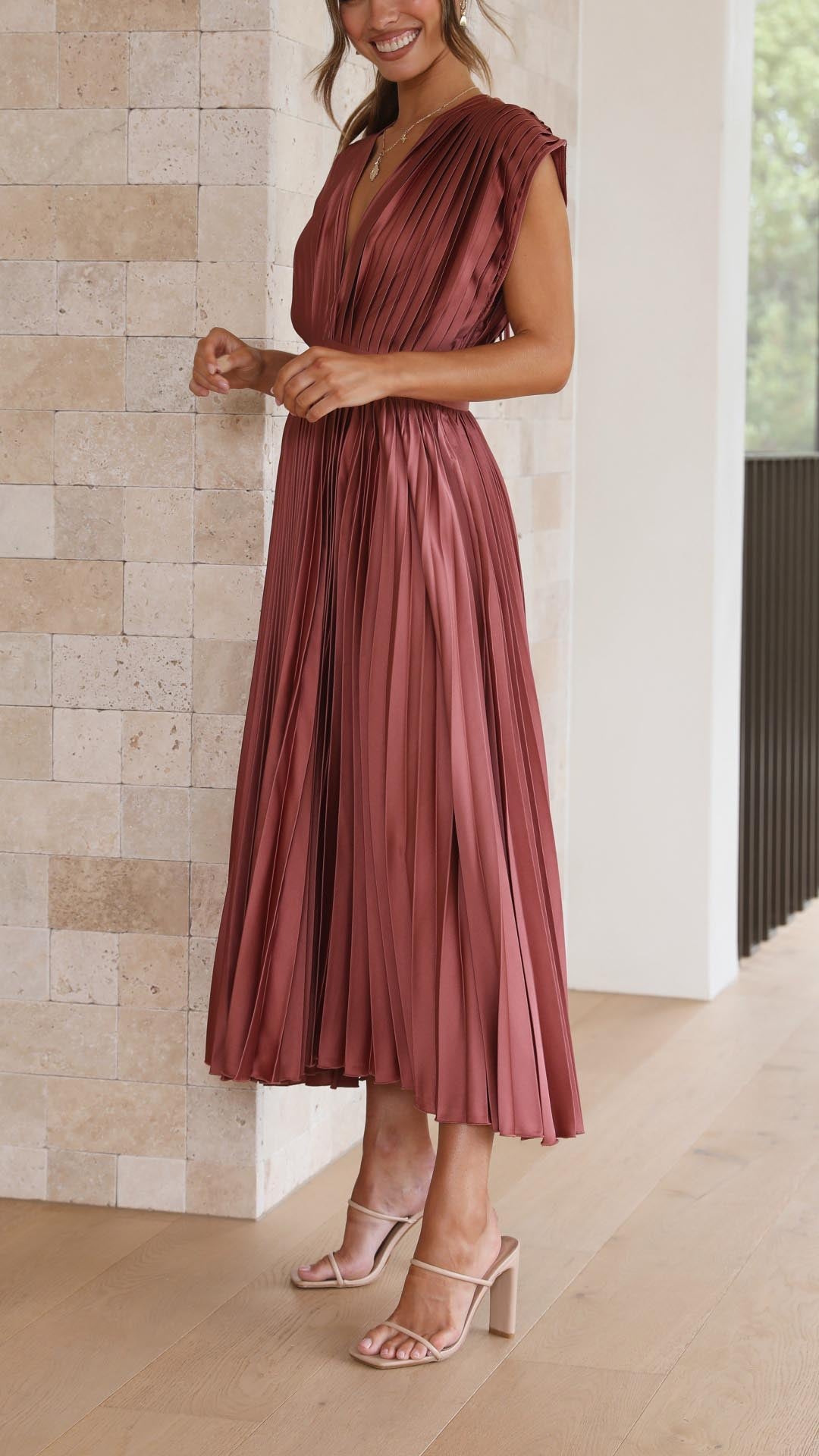 Flowy Long Pleated Dress