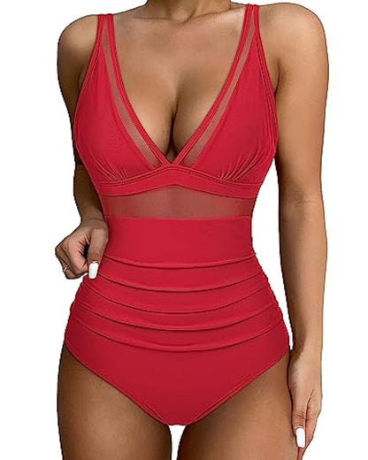 Women's Swimsuit - Slim Fit - Low V-Neck - Breathable Design