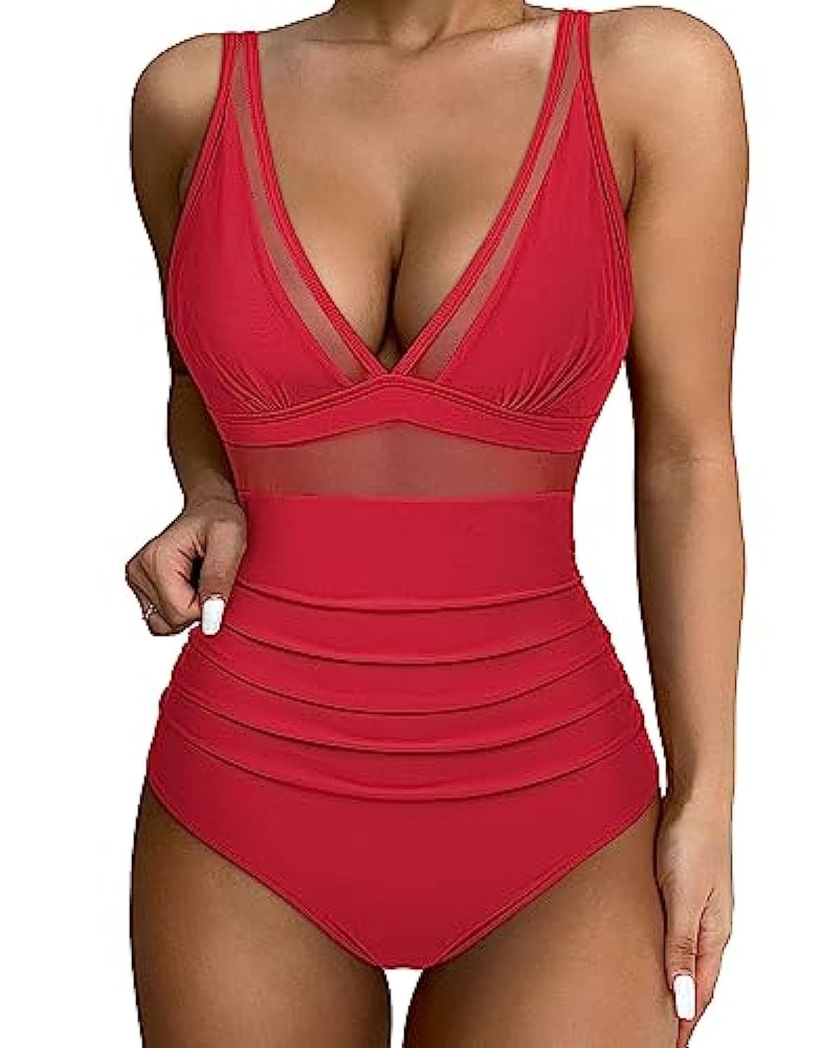 Women's Slim Fit Deep V Swimsuit with High Legs