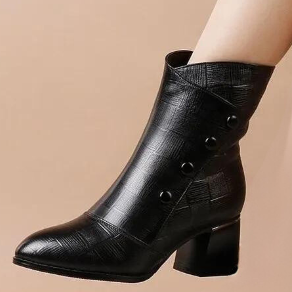 Women's Chunky Heel Ankle Boots - Comfortable High Block Shoes - Nocini