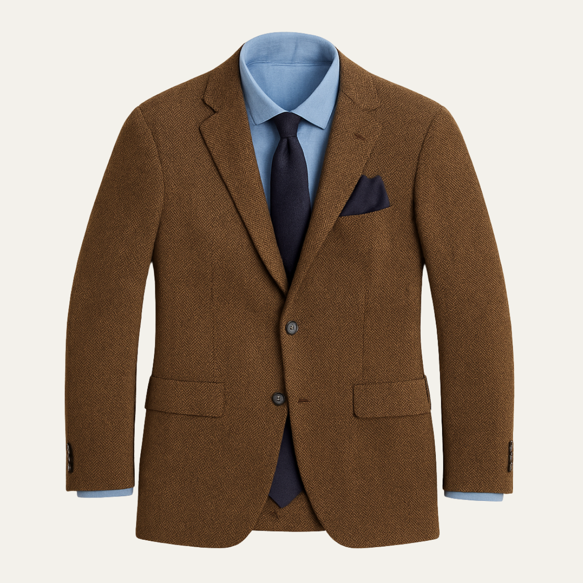 Classic Men's Tan Tweed Blazer Jacket - Nocini