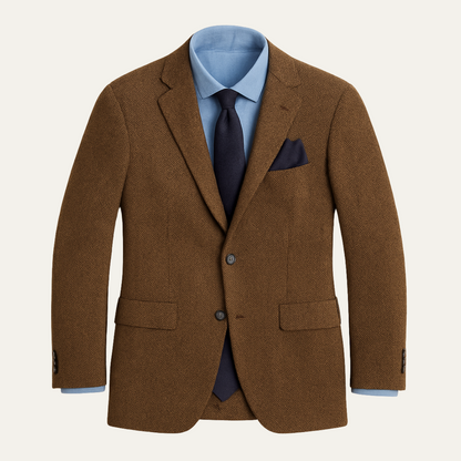 Classic Men's Tan Tweed Blazer Jacket - Nocini