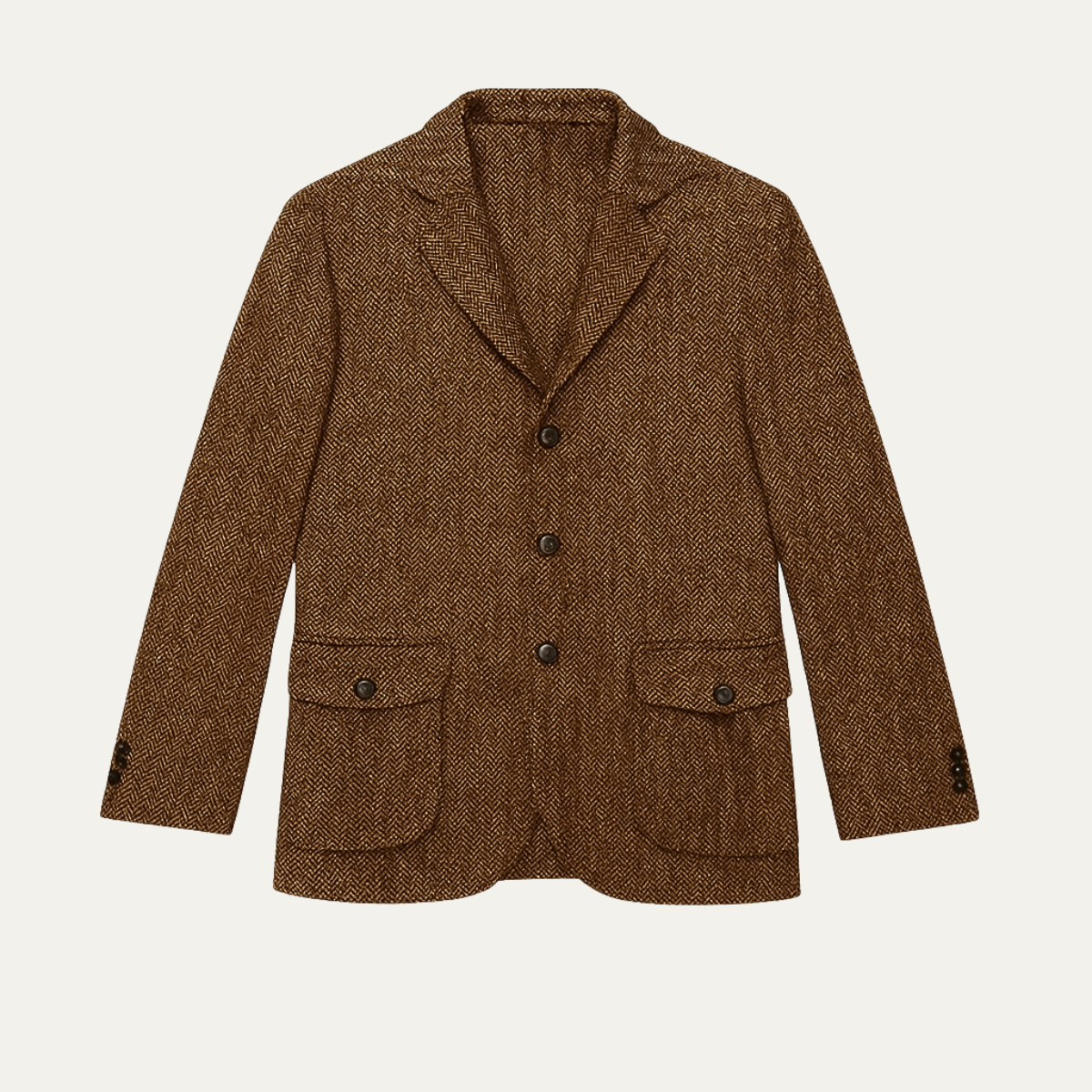 Classic Men's Brown Tweed Business Suit Jacket - Nocini