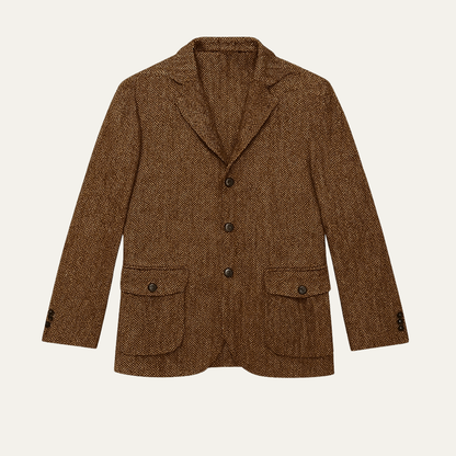 Classic Men's Brown Tweed Business Suit Jacket - Nocini