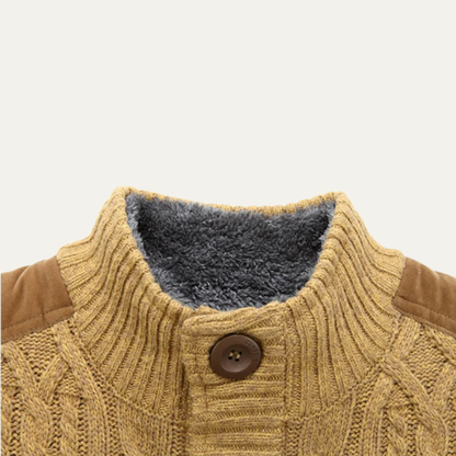 Warm Mens Wool Blend Fleece Lined Cardigan