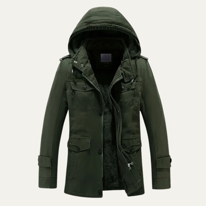Thermal Insulated Men's Fleece Hooded Parka Coat