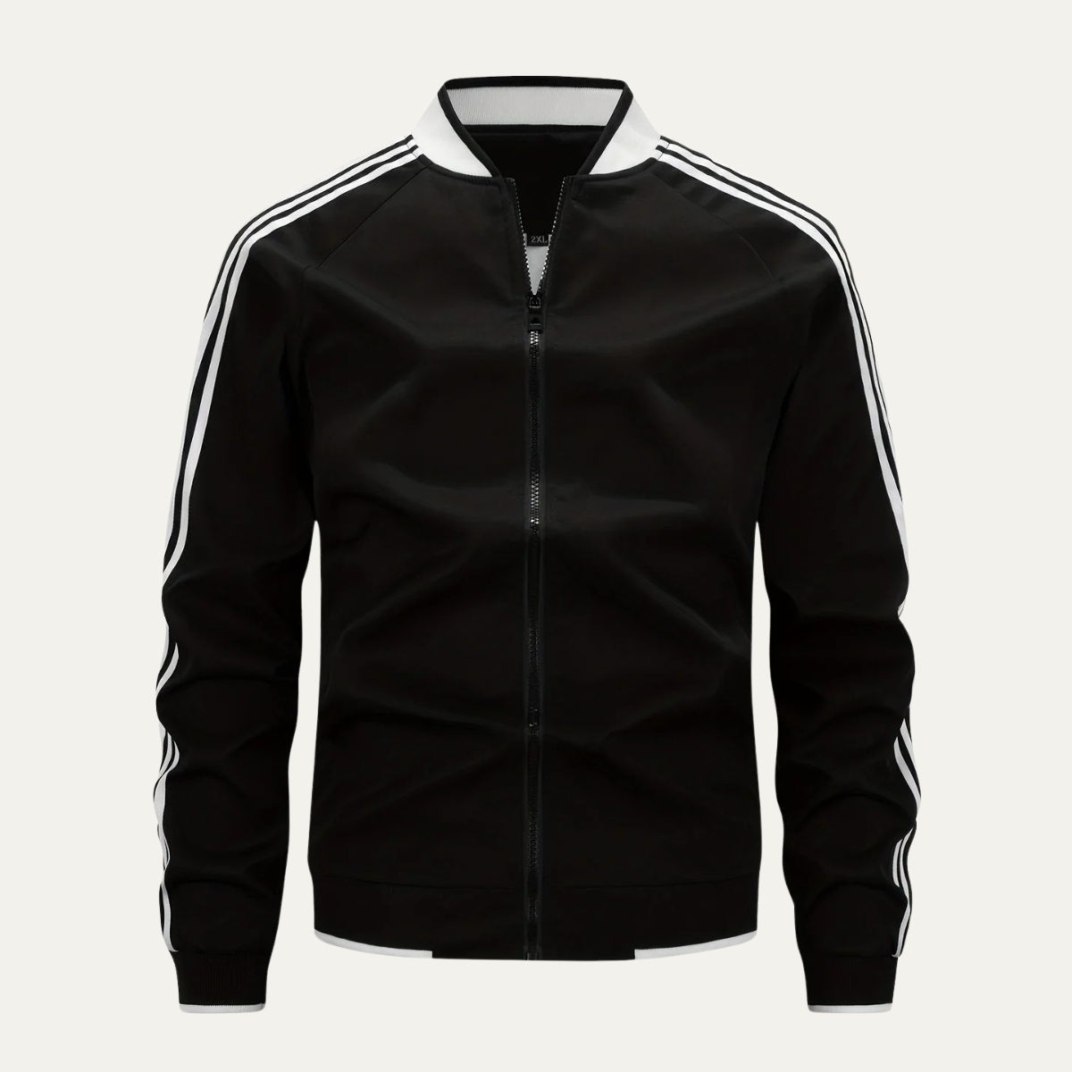 Men's Sporty Zip Up Running Jacket with Striped Arms