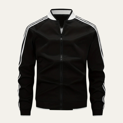 Men's Sporty Zip Up Running Jacket with Striped Arms