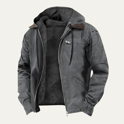 Warm Fleece Lined Mens Hooded Winter Coat