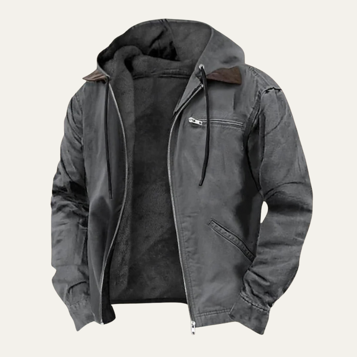 Thermal Men's Fleece Lined Hooded Winter Coat