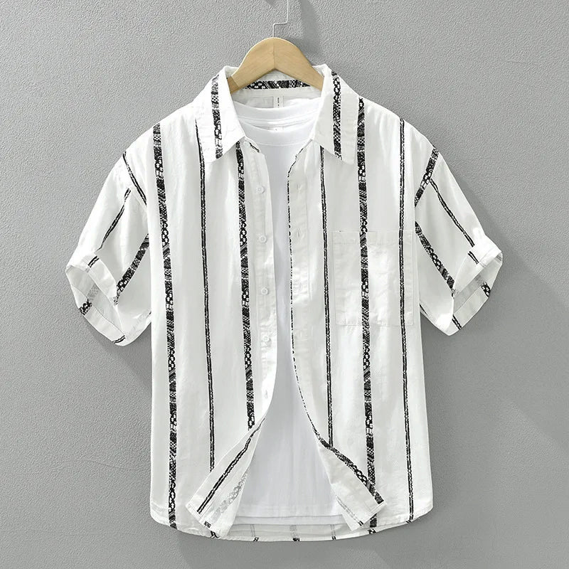 Casual Fit Striped Button Down Shirt - Nocini