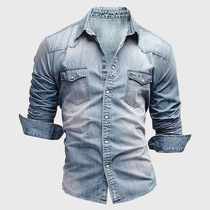 Fitted Dark Blue Jeans Shirt