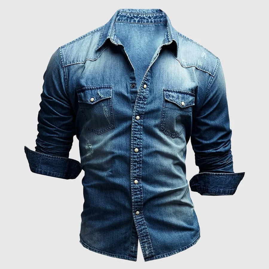 Fitted Dark Blue Jeans Shirt