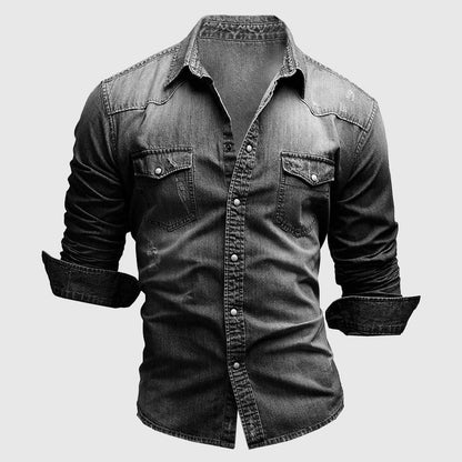 Fitted Dark Blue Jeans Shirt