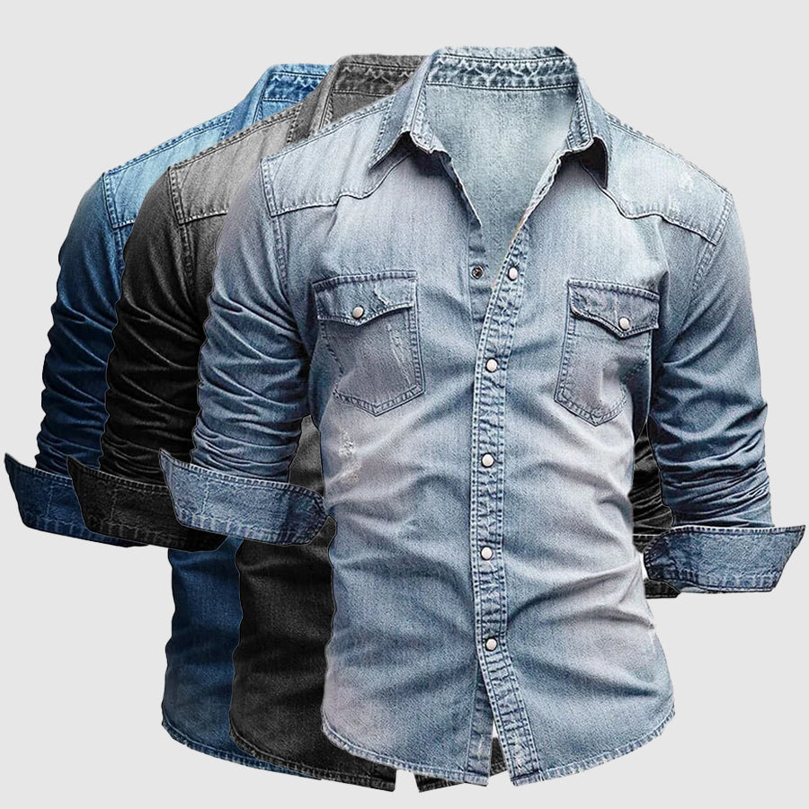 Fitted Dark Blue Jeans Shirt