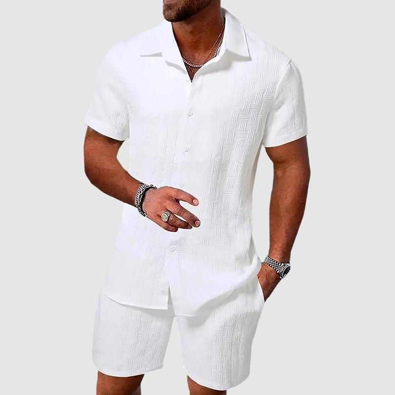 Men's Casual Shirt and Shorts Set – Loose Fit – Breathable Fabric