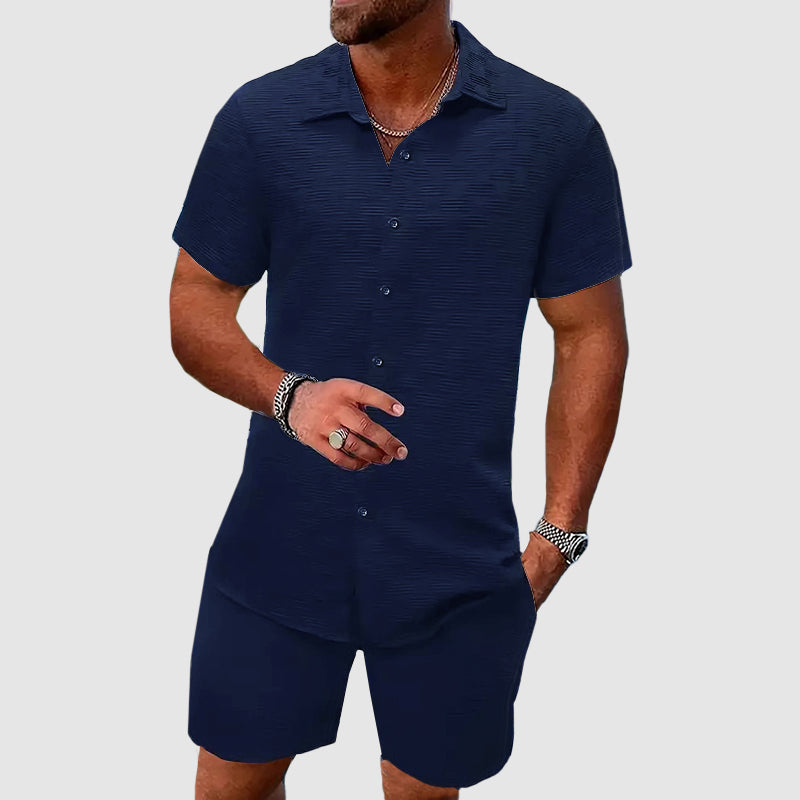 Men's Casual Shirt and Shorts Set – Loose Fit – Breathable Fabric