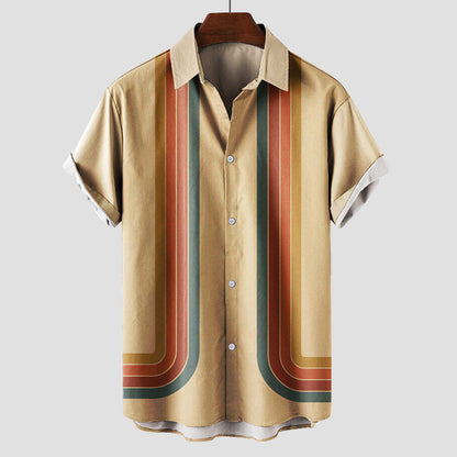 Classic Retro Stripe Mens Casual Shirt