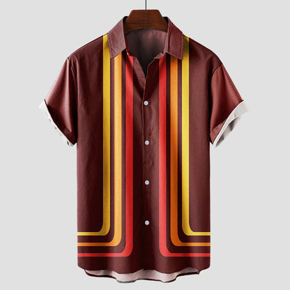 Classic Retro Stripe Mens Casual Shirt