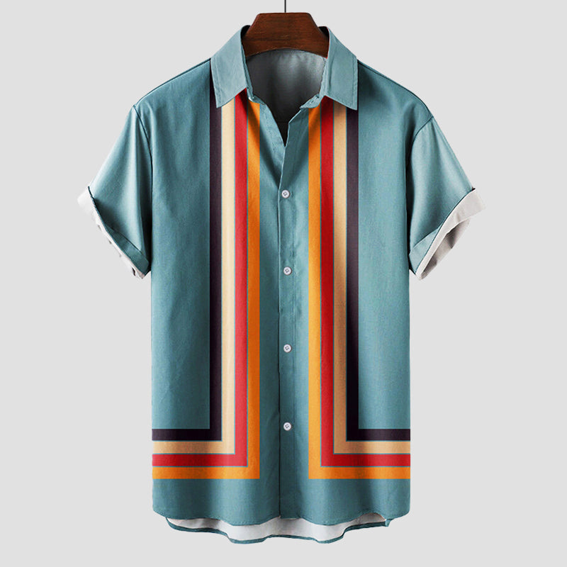 Classic Retro Stripe Mens Casual Shirt