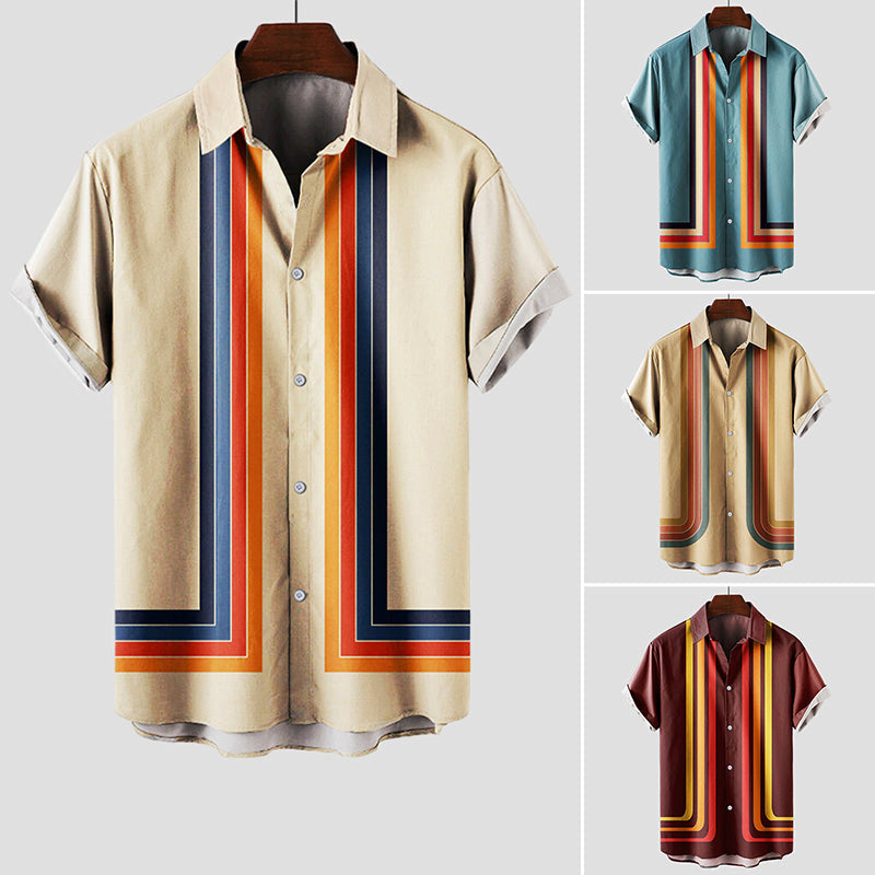 Classic Retro Stripe Mens Casual Shirt