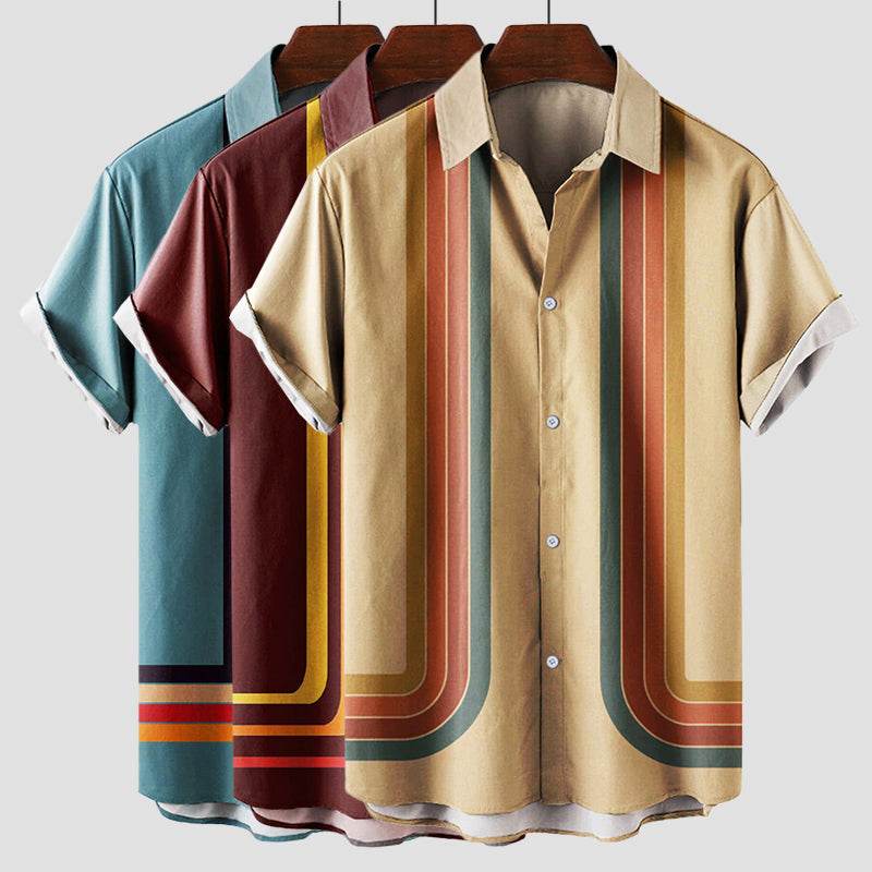 Classic Retro Stripe Mens Casual Shirt