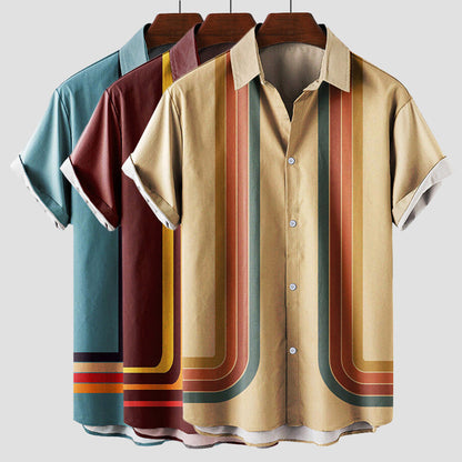 Classic Retro Stripe Mens Casual Shirt