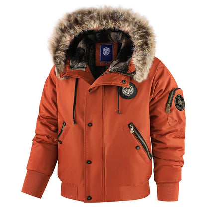 Warm Padded Bomber Jacket with Fur Trim
