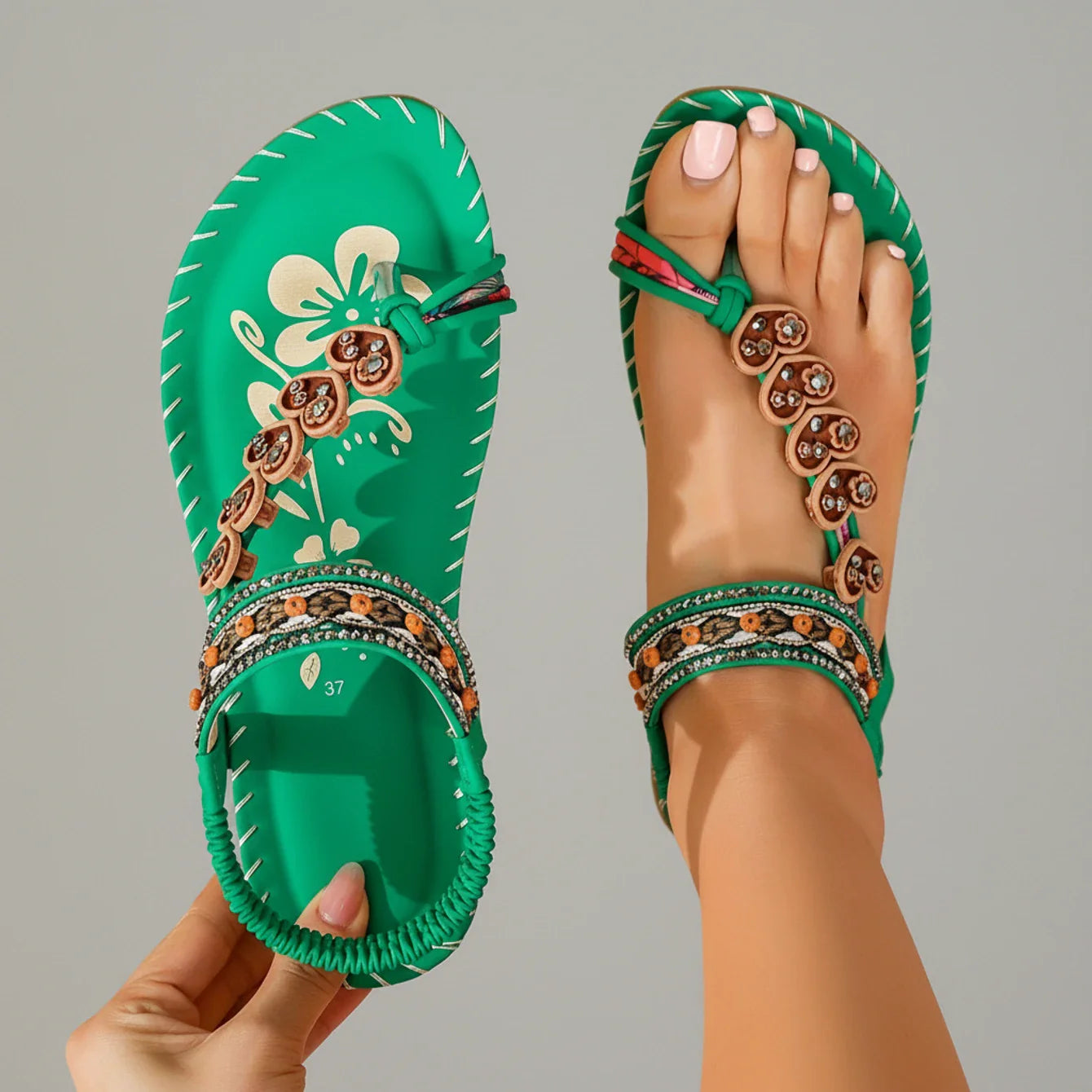 Flat Boho Flip Flop Sandals for Women