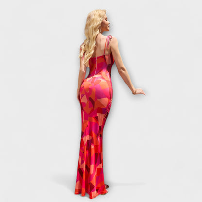 Elegant Flower Pattern Party Dress