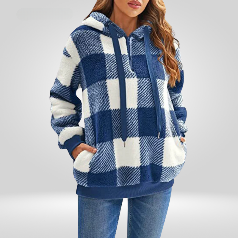 Cozy Women's Checkered Hooded Sweatshirt - Nocini