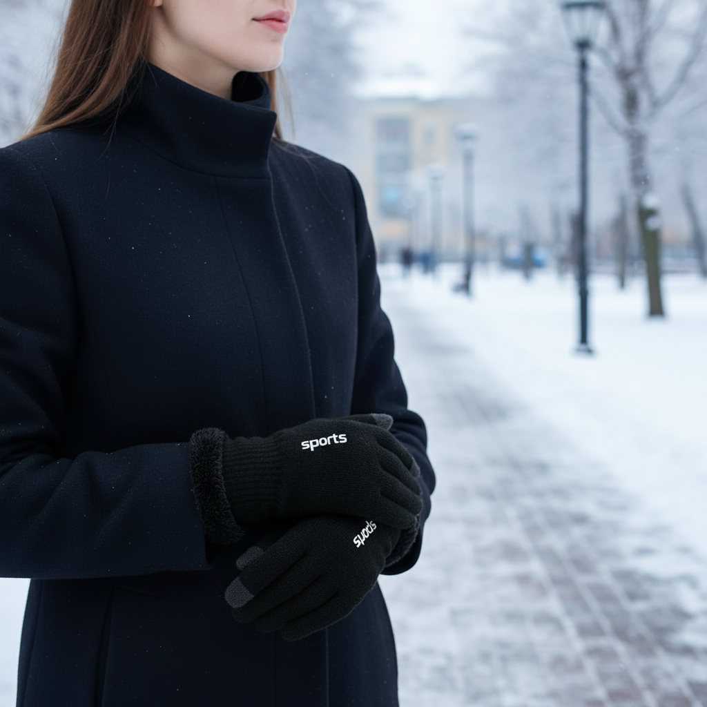 Warm Touchscreen Gloves Fleece Lining - Pexav