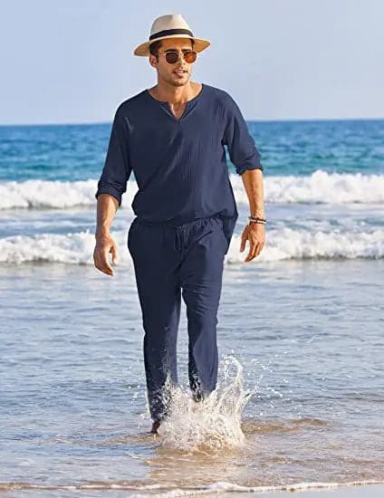 Men's Cotton Summer Suit Shirt and Pants Set - Nocini