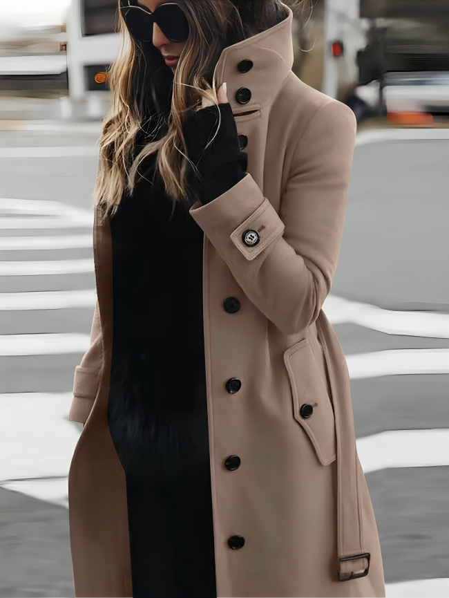Elegant Women's Trench Coat with Belted Waist