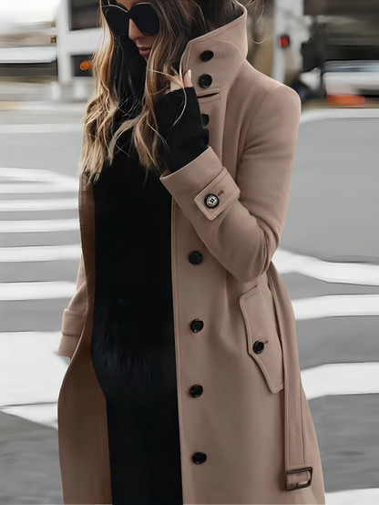 Elegant Women's Trench Coat with Belted Waist
