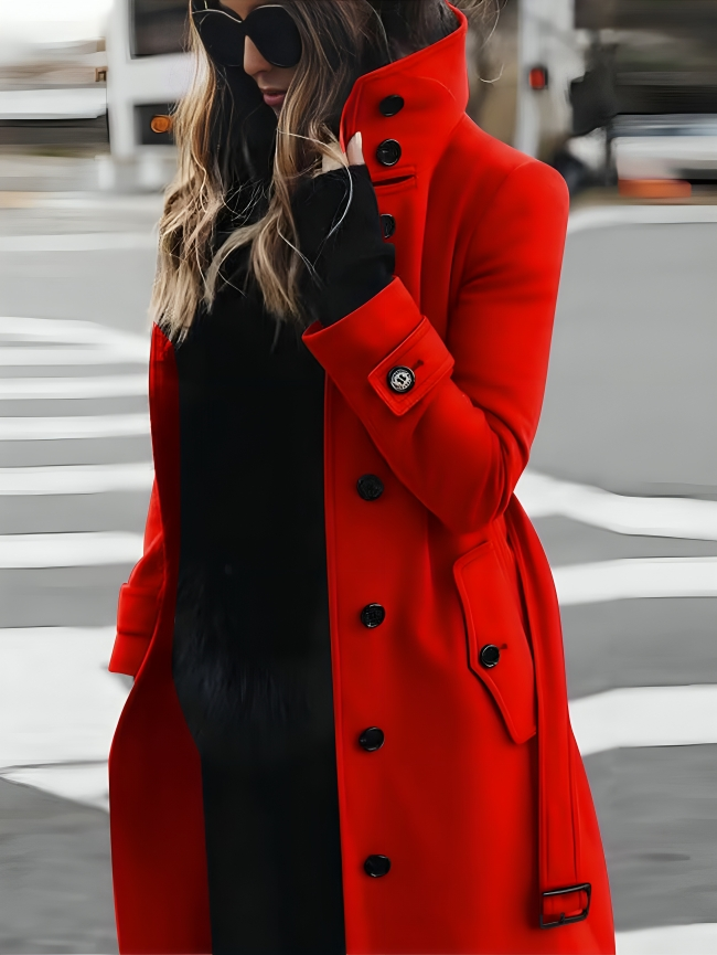 Elegant Women's Trench Coat with Belted Waist