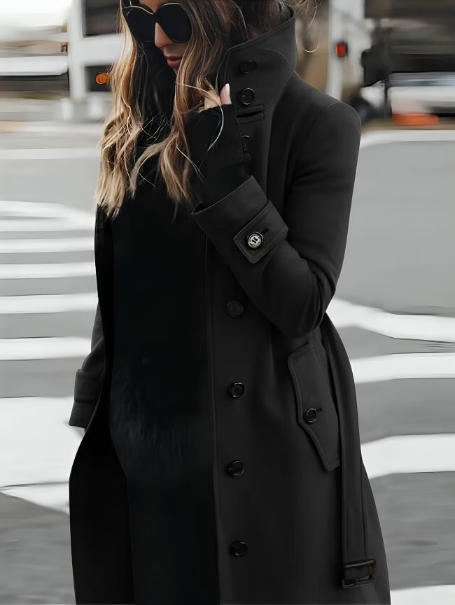 Classic Double Breasted Ladies Trench Coat with Belt