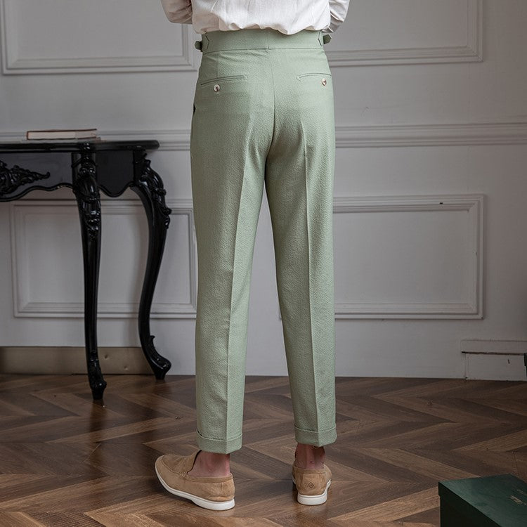 Men's Slim Fit High Waist Dress Trousers