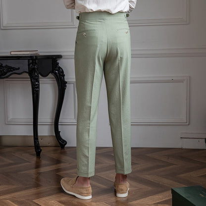 Men's Slim Fit High Waist Dress Trousers