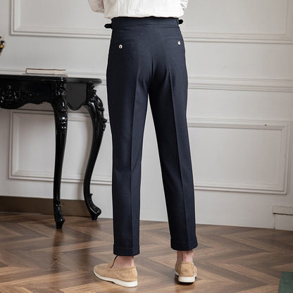 Men's Slim Fit High Waist Dress Trousers