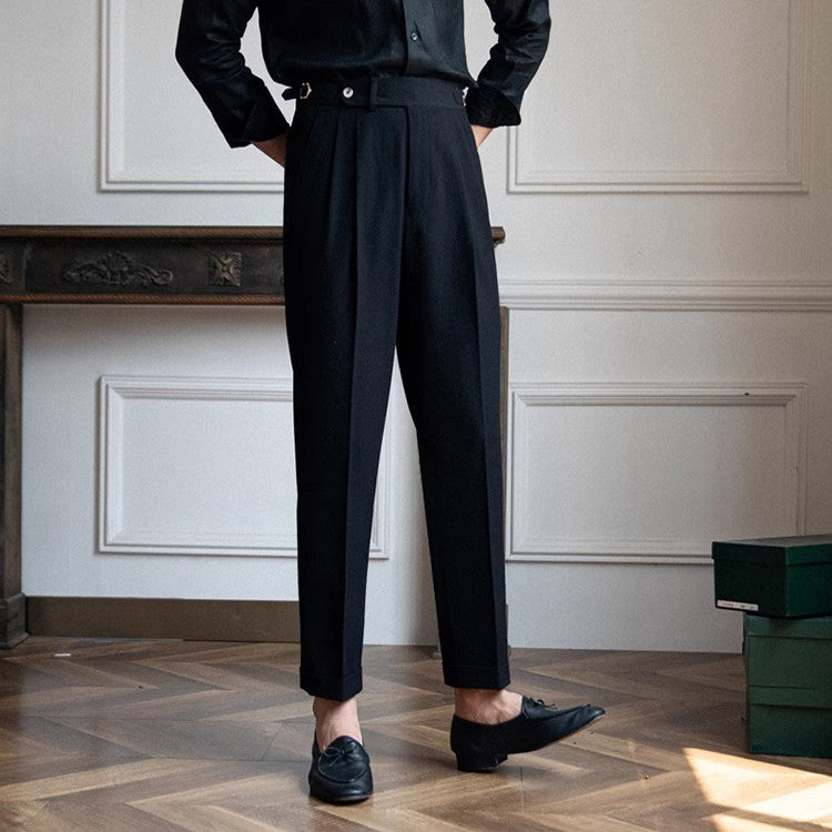 Men's Slim Fit High Waist Dress Trousers