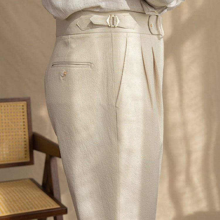 Men's Slim Fit High Waist Dress Trousers