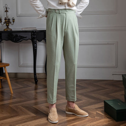 Men's Slim Fit High Waist Dress Trousers