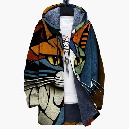 Comfy Cat Graphic Zip Up Hoodie Jacket