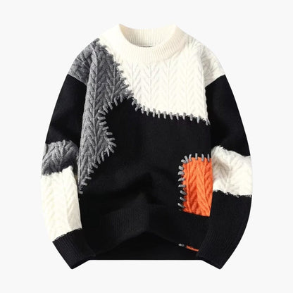 Comfortable Colorblock Knit Crew Neck Sweater