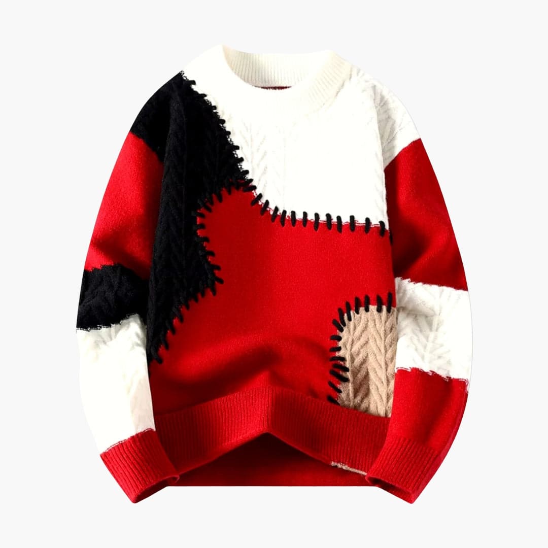 Comfortable Colorblock Knit Crew Neck Sweater